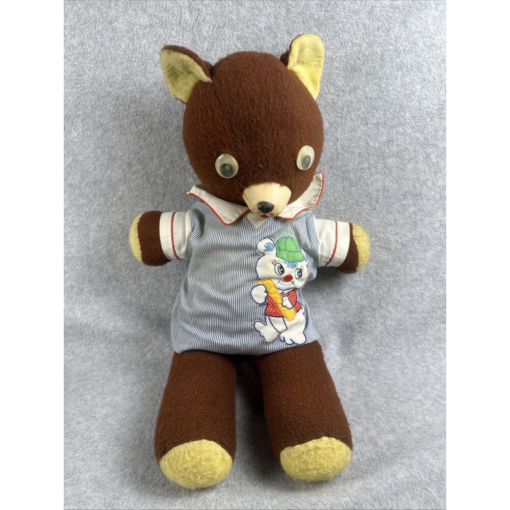 Vintage 1950s Carnival Prize Teddy Bear Plush Google Eyes Korea Rubber Nose 21”